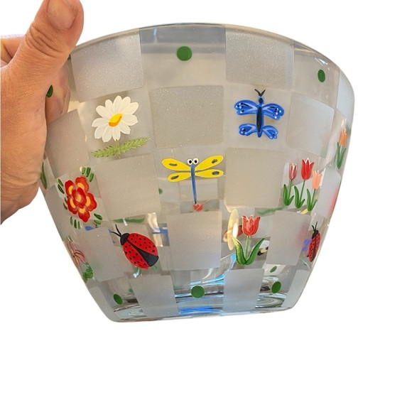 Lenox Crystal Hand painted Natures Splendor Crystal Floral & Dragonfly Bowl - Picture 6 of 12